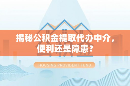 吉州揭秘公积金提取代办中介，便利还是隐患？